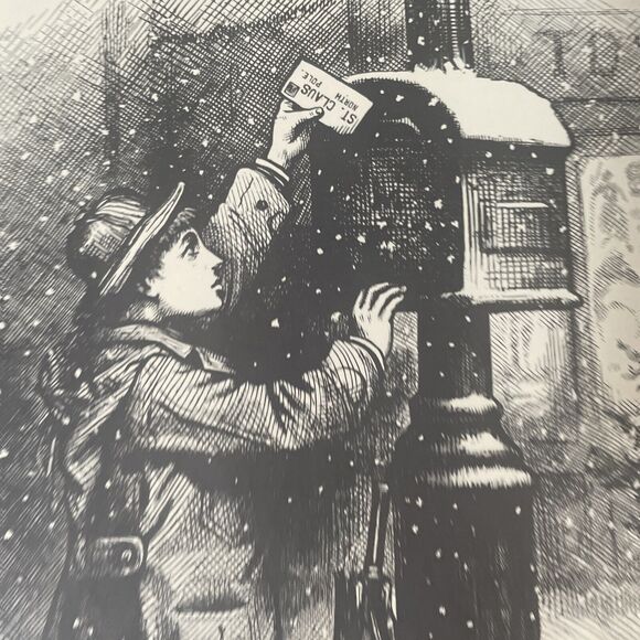 Christmas Post Thomas Nast Woodblock Engraved Print 1879 Harper's Weekly Rare - Picture 1 of 16